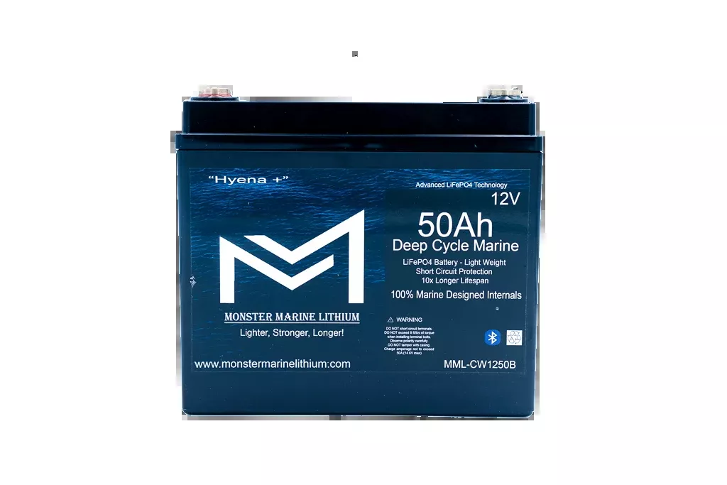 12v 50Ah Deep Cycle Lithium Marine Battery “Hyena” – Bluetooth – MML-CW1250B