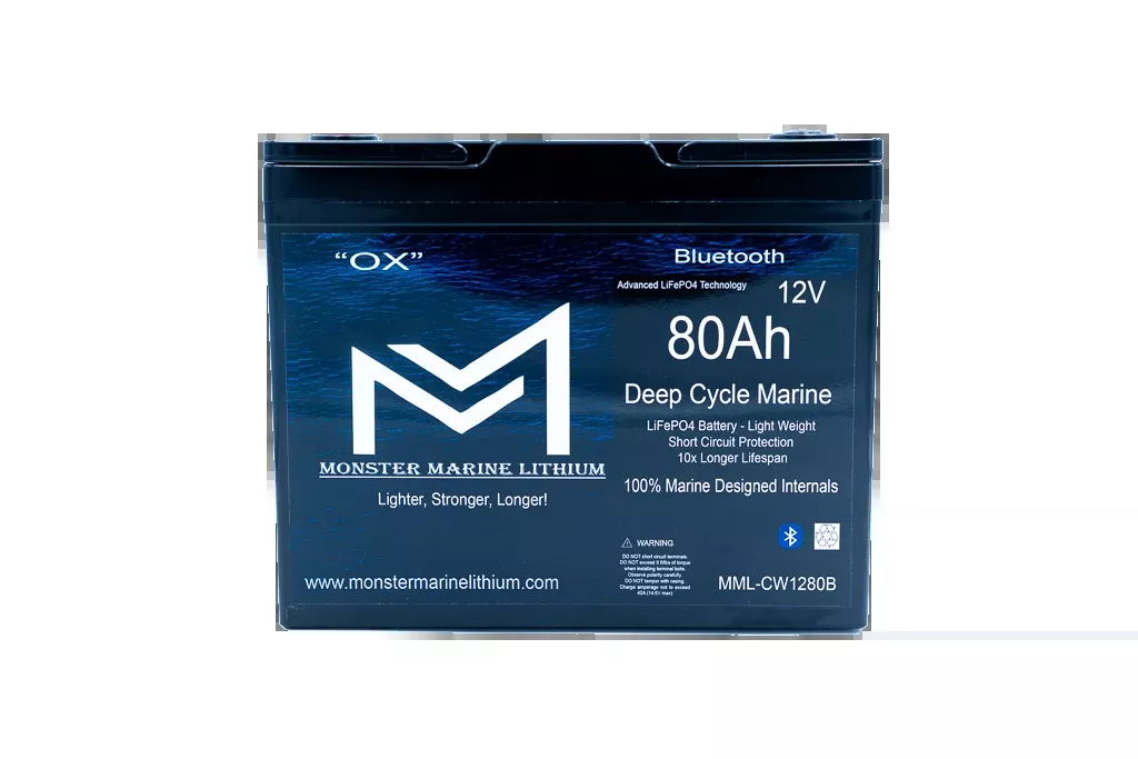 12v 80Ah Bluetooth Deep Cycle Lithium Marine Battery
