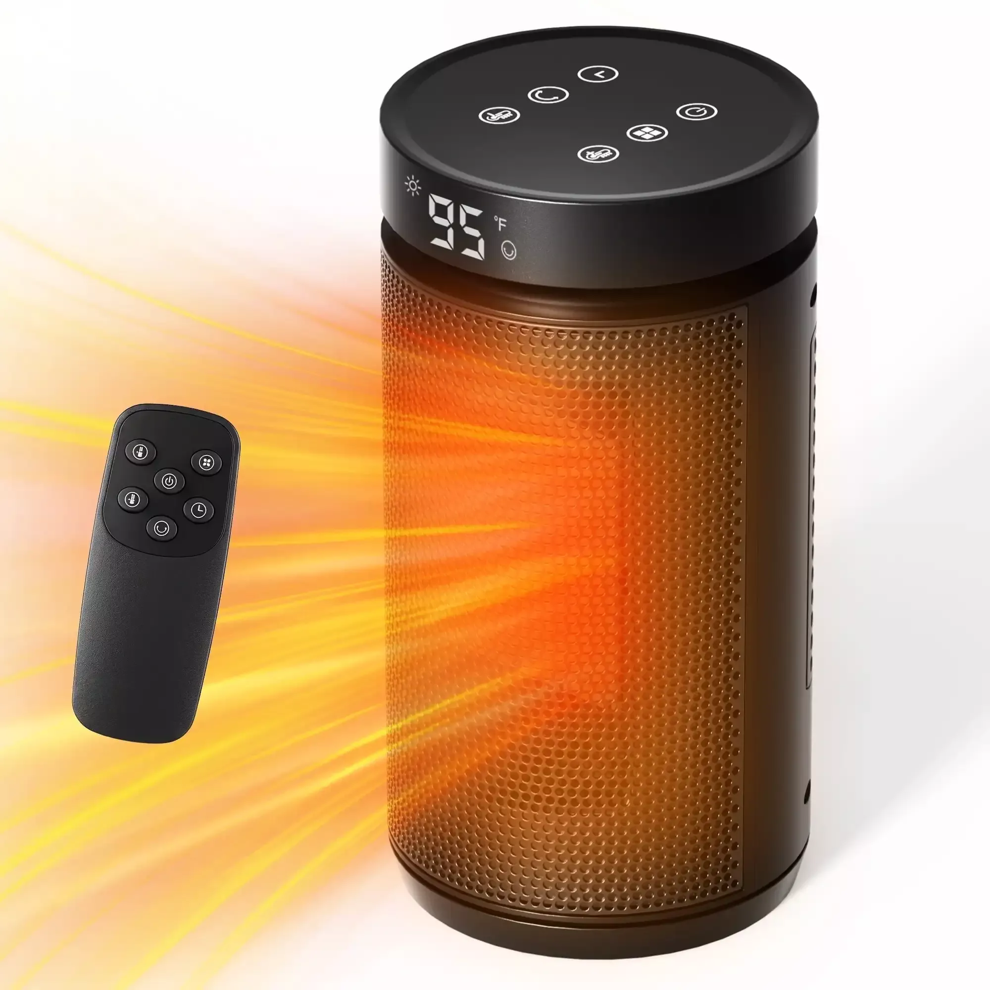 1500W Space Heater with Remote PTC Fast Heating 70° Oscillation 12H Timer