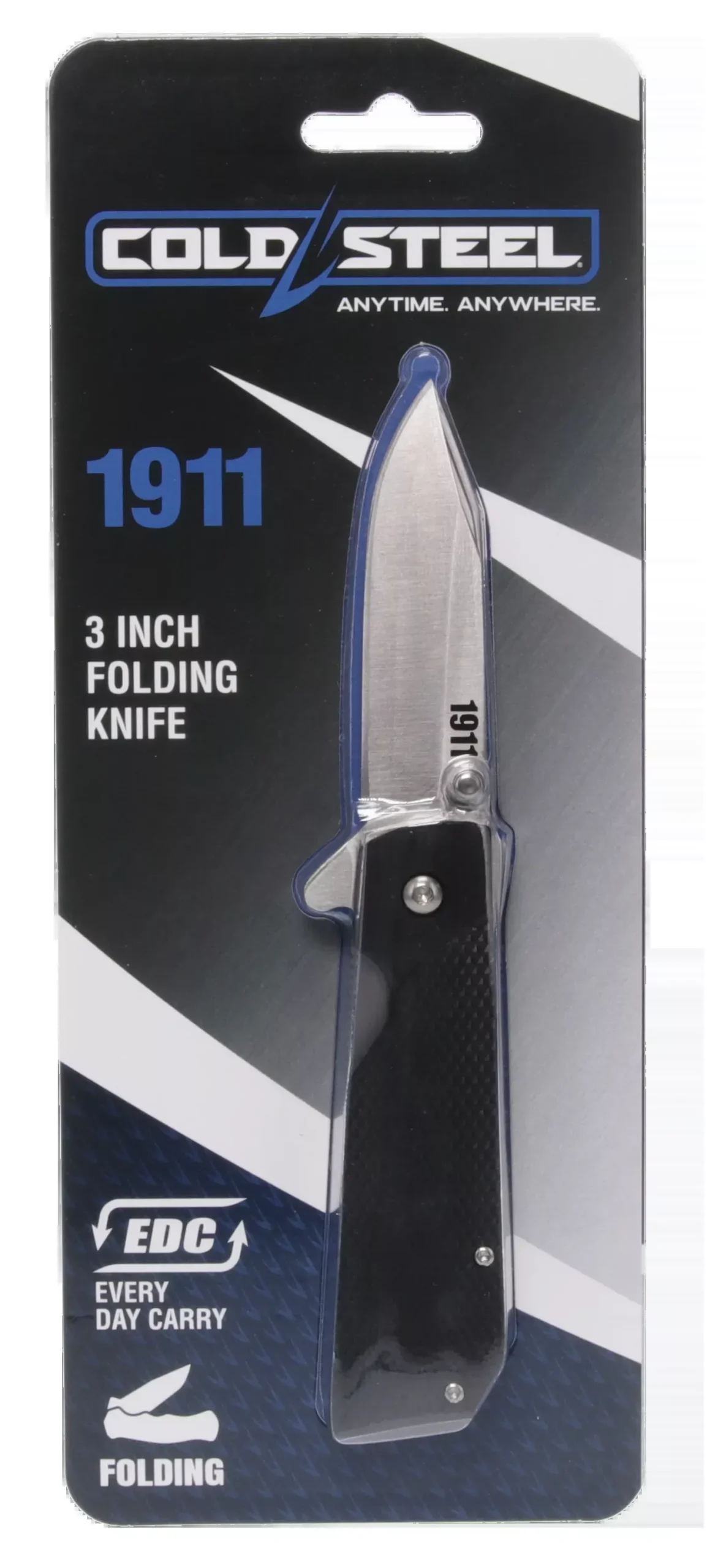 1911 3″ Folding Clip Point Plain Knife – Black Textured
