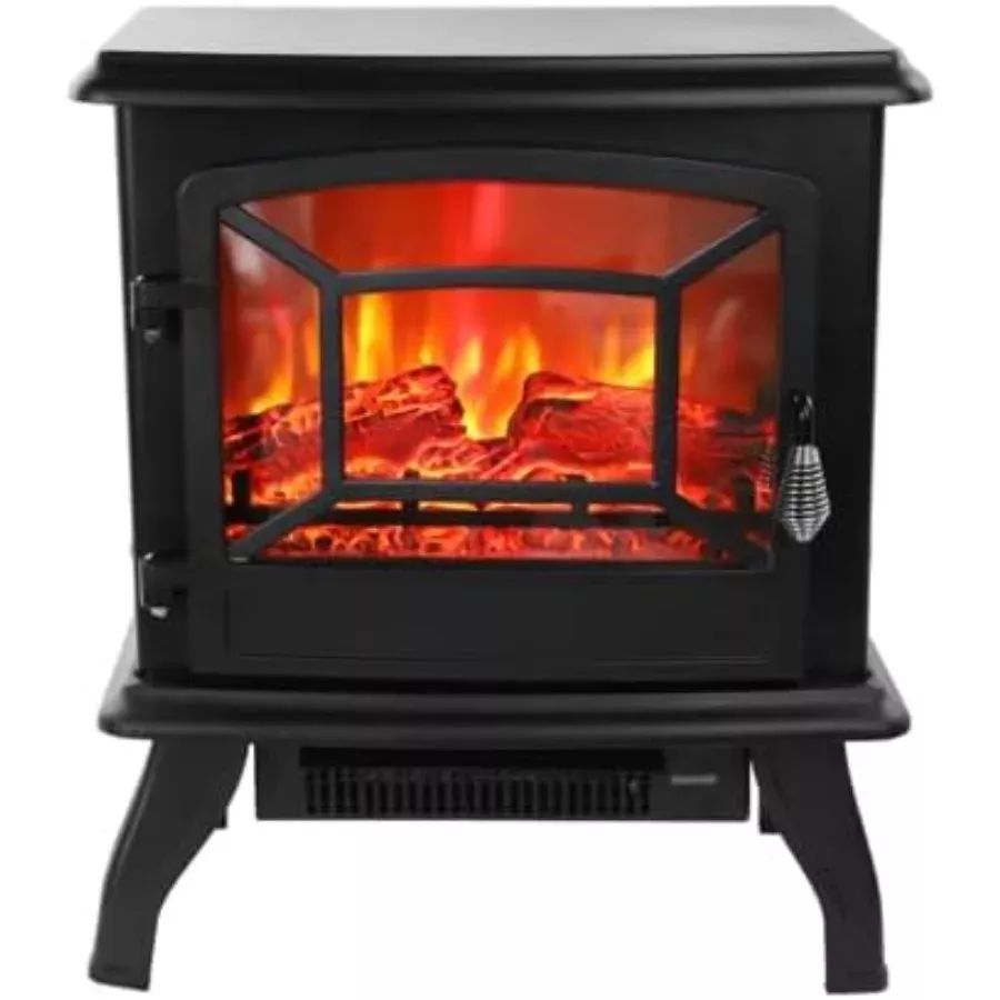 20-Inch Electric Fireplace Stove Heater with Realistic Flame & Adjustable Heat
