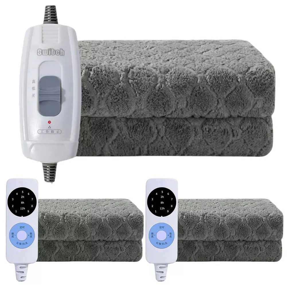 220V Electric Blanket Single Control Plush Heated Winter Throw Warm Velvet