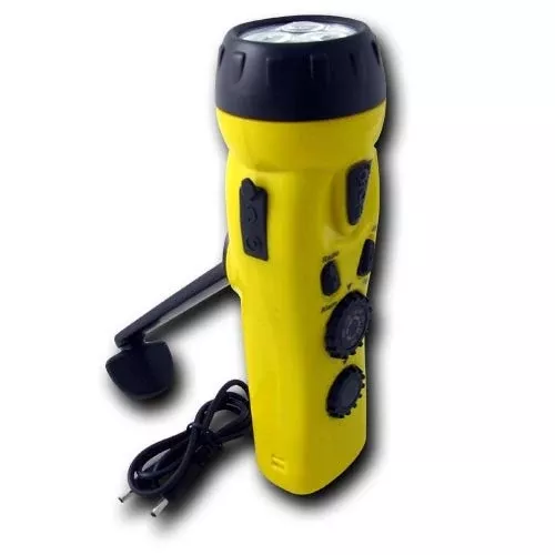 4-in-1 Dynamo Flashlight | Hand Crank Radio & Phone Charger – Yellow