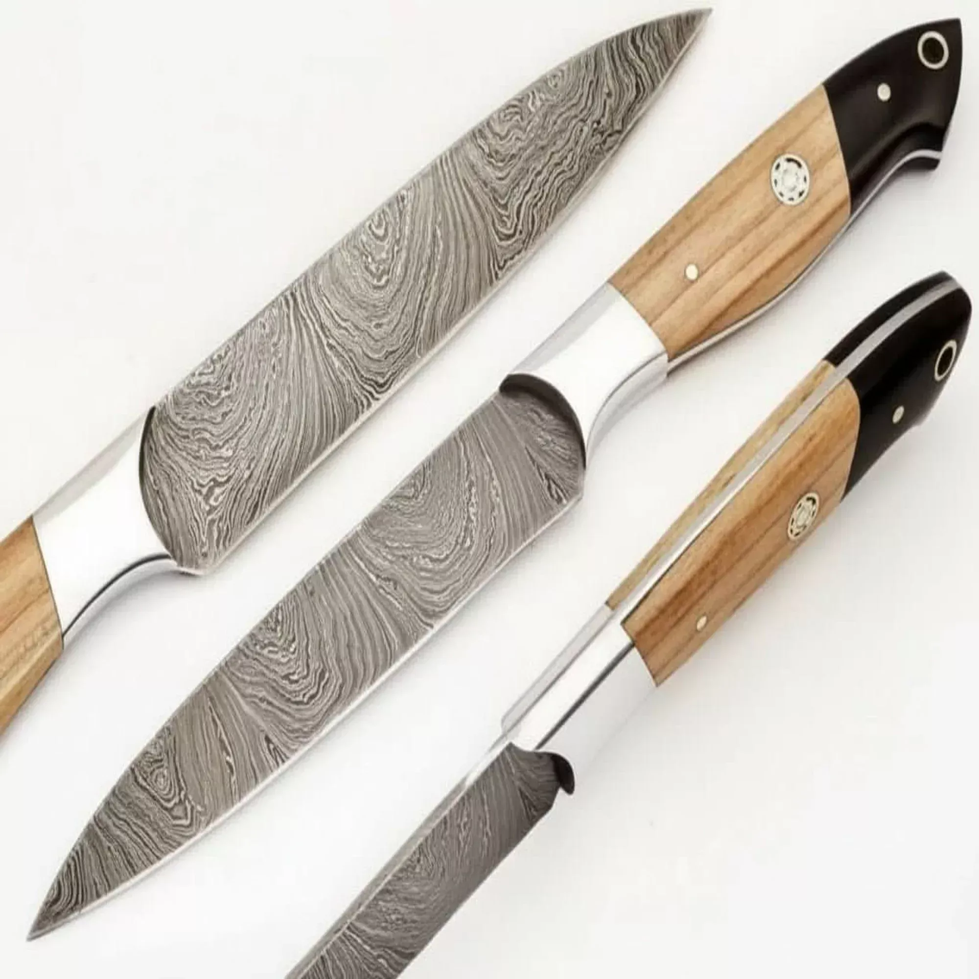 9″ Handmade Damascus Steel Utility Knife with Olive Wood Handle