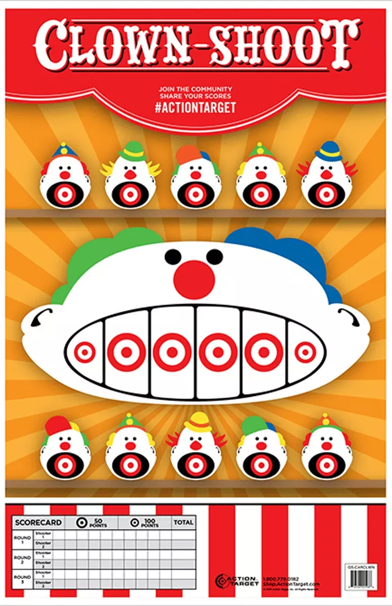 Action Target Inc Action, Action Gscarclwn100 Clown Shoot 100 Bx