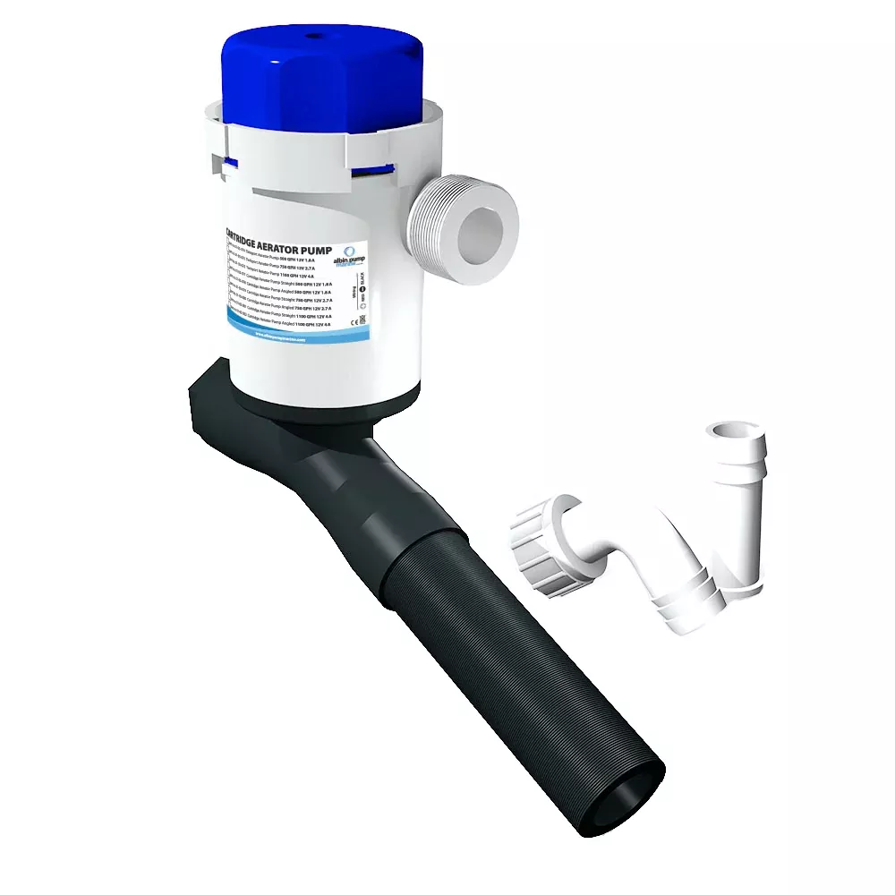 Albin Group Cartridge Aerator Pump – 500 GPS – 12V – Angled [01-05-078]