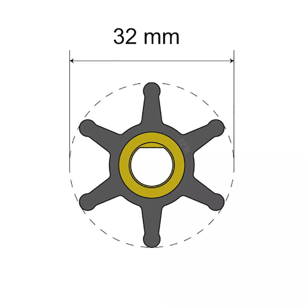 Albin Group Premium Impeller Kit – 32 x 8 x 12mm – 6 Blade – Single Flat Insert [06-01-001]