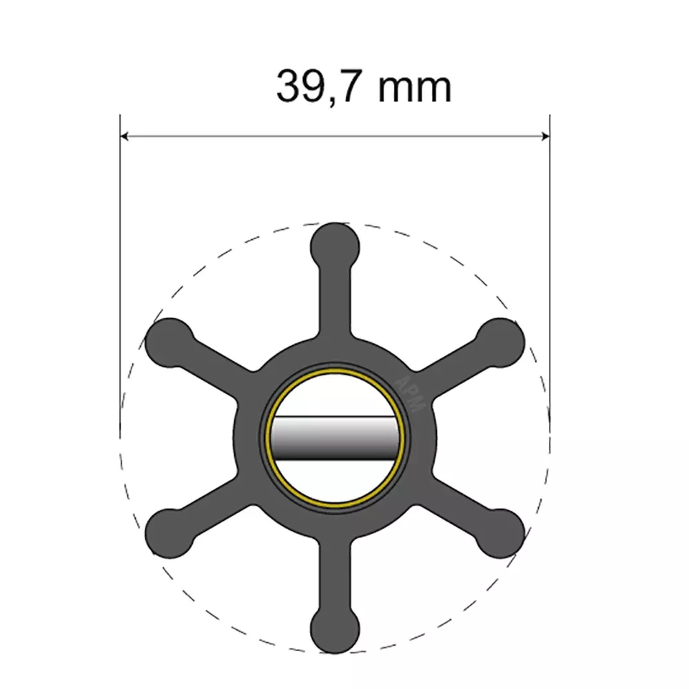 Albin Group Premium Impeller Kit – 39.7 x 12 x 19.2mm – 6 Blade – Pin Insert [06-01-002]