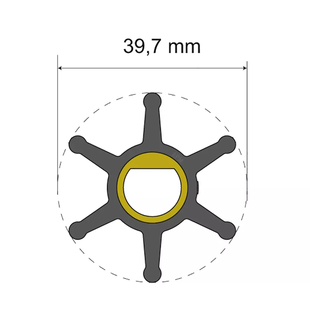 Albin Group Premium Impeller Kit – 39.7 x 12 x 19.2mm – 6 Blade – Single Flat Insert [06-01-004]