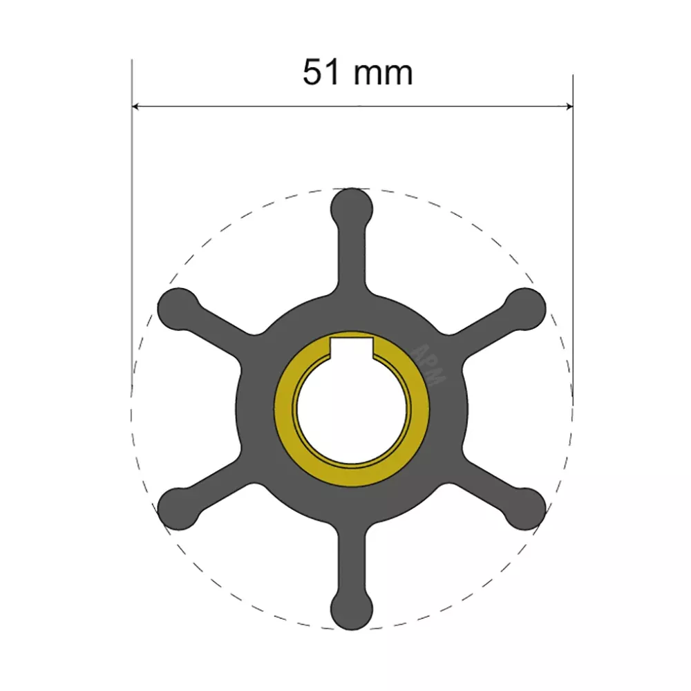 Albin Group Premium Impeller Kit – 51 x 12.7 x 22mm – 6 Blade – Key Insert [06-01-007]