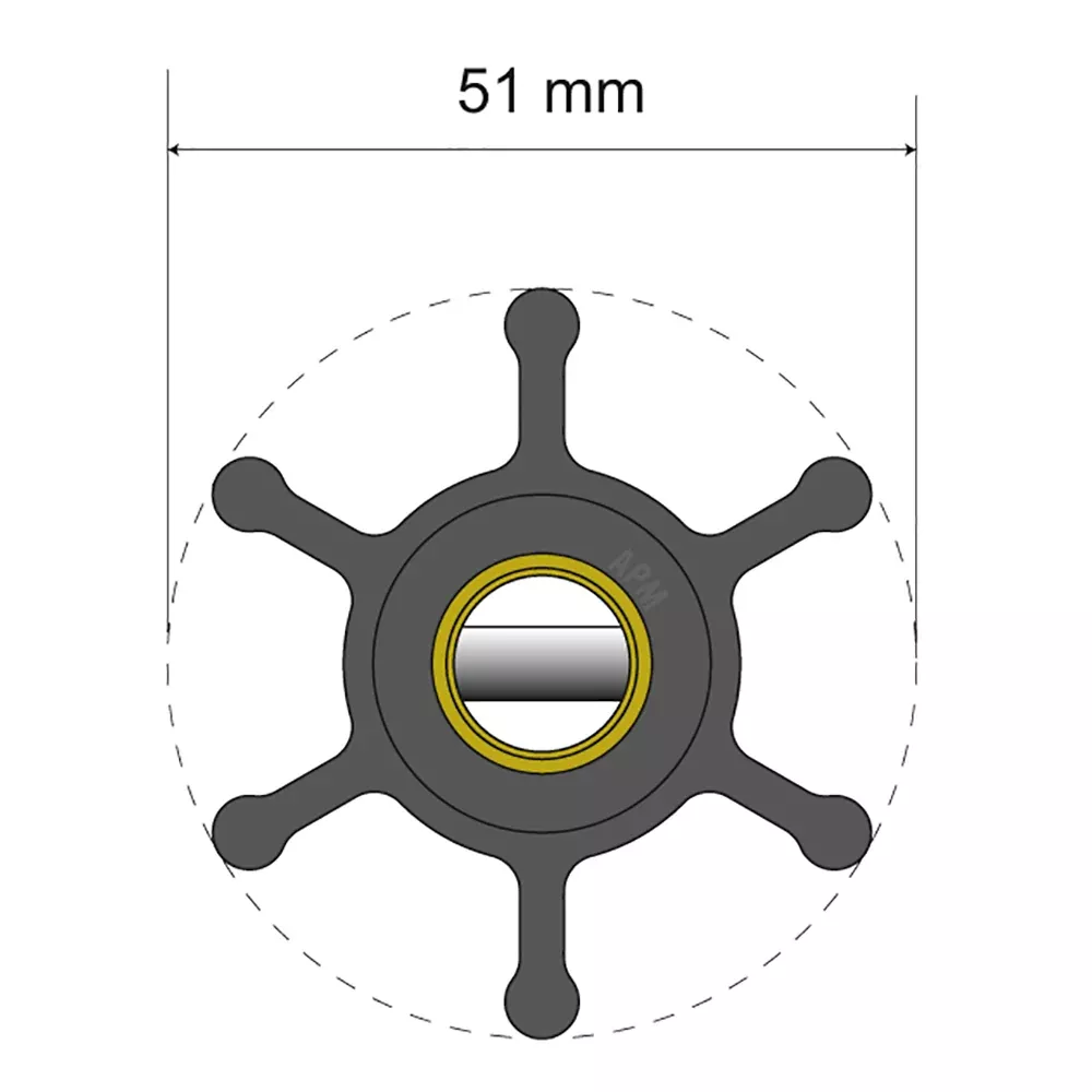 Albin Group Premium Impeller Kit – 51 x 22 x 12mm – 6 Blade – Pin Insert [06-01-005]
