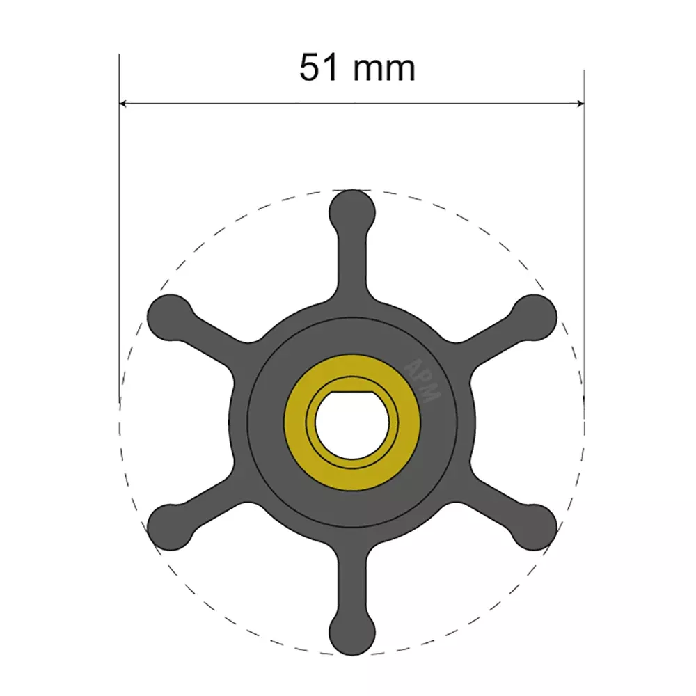 Albin Group Premium Impeller Kit – 51 x 8 x 22mm – 6 Blade – Single Flat Insert [06-01-008]