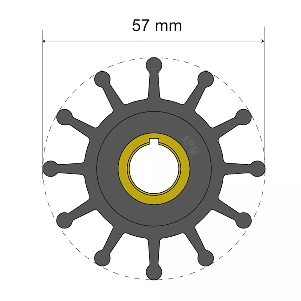 Albin Group Premium Impeller Kit 57 x 12.7 x 20mm – 12 Blade – Key Insert [06-01-013]
