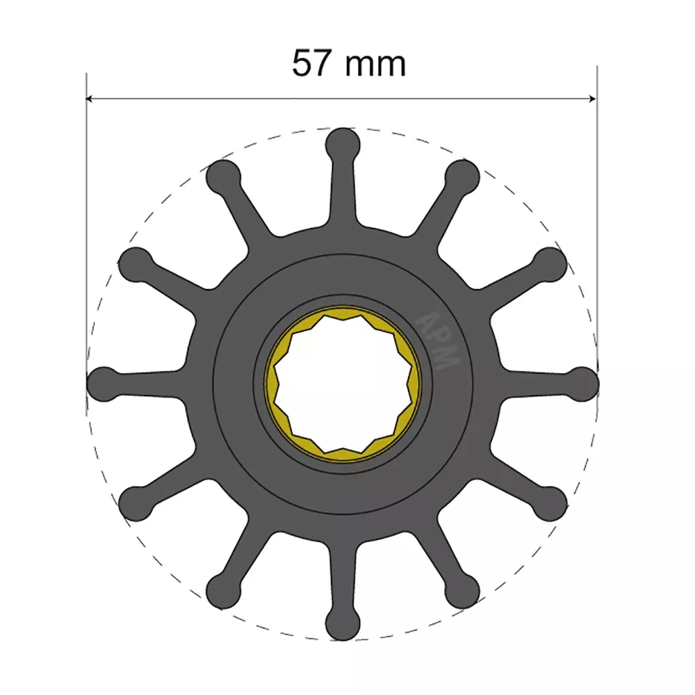 Albin Group Premium Impeller Kit 57 x 16 x 48.2mm – 12 Blade – Spline Insert [06-01-014]