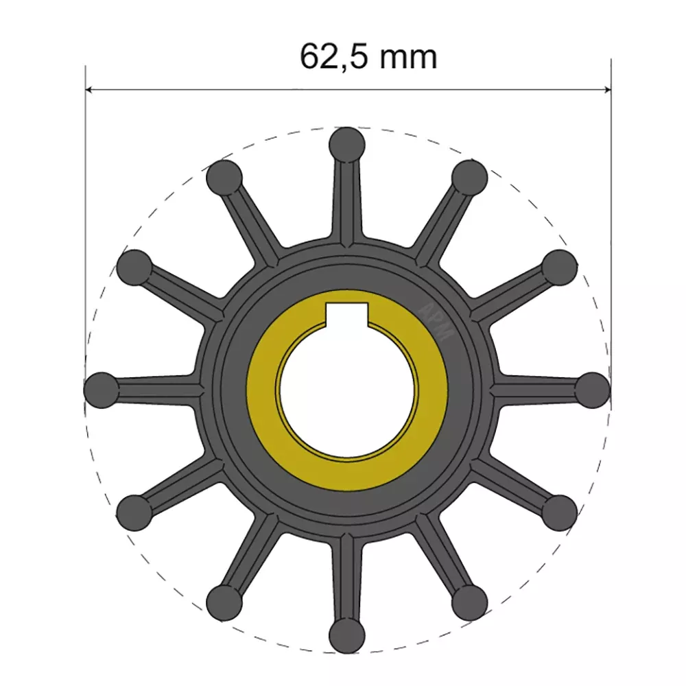 Albin Group Premium Impeller Kit 62.5 x 16 x 32mm – 12 Blade – Key Insert [06-01-016]