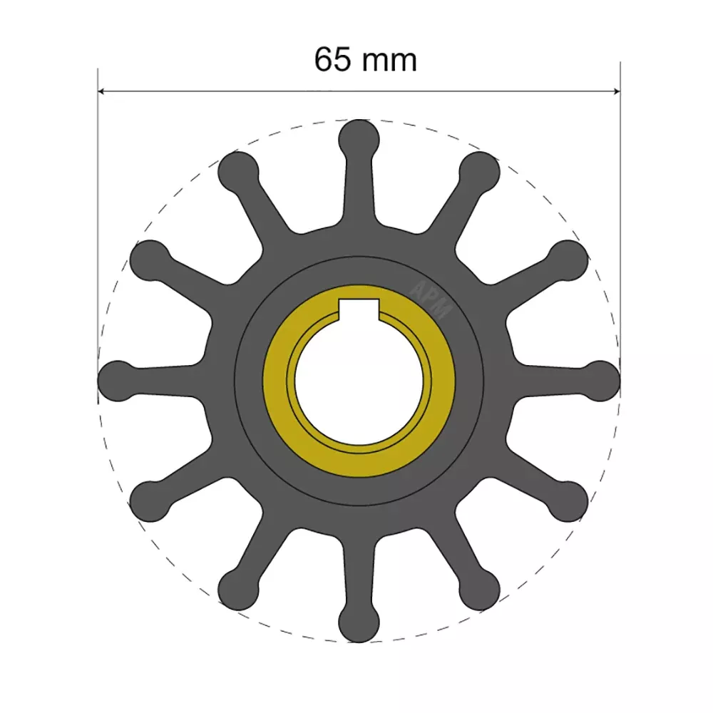 Albin Group Premium Impeller Kit 65 x 15.8 x 41.5mm – 12 Blade – Key Insert [06-01-018]