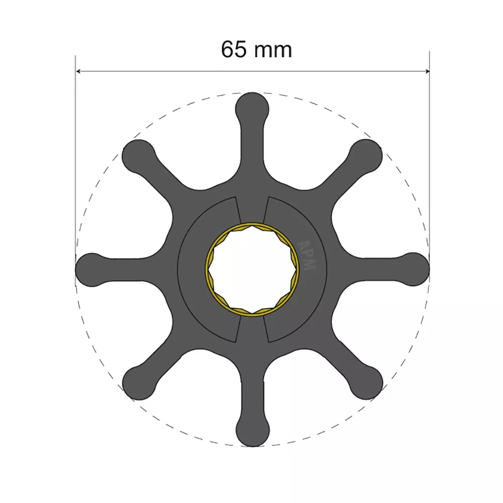 Albin Group Premium Impeller Kit 65 x 16 x 37mm – 8 Blade – Spline Insert [06-01-017]