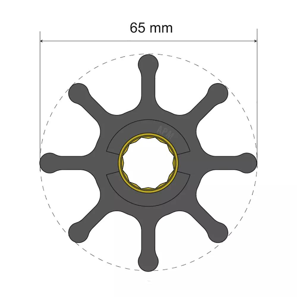 Albin Group Premium Impeller Kit 65 x 16 x 50mm – 8 Blade – Spline Insert [06-01-021]