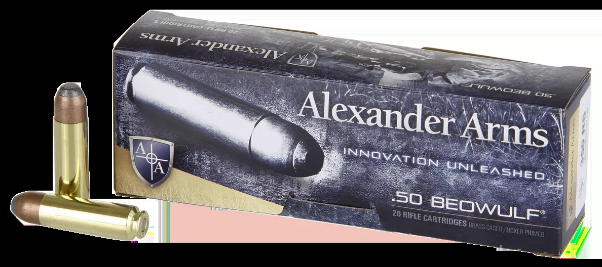 Alexander Arms Rifle Ammo 50 Beowulf 400 gr Flat Point (FP) 20 Bx