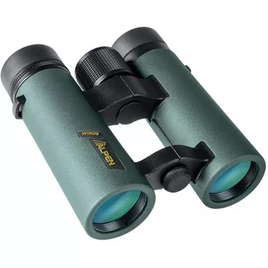 Alpen Wings Binoculars 10x34 Wide Angle, Open Bridge, Bak4 Glass, Green
