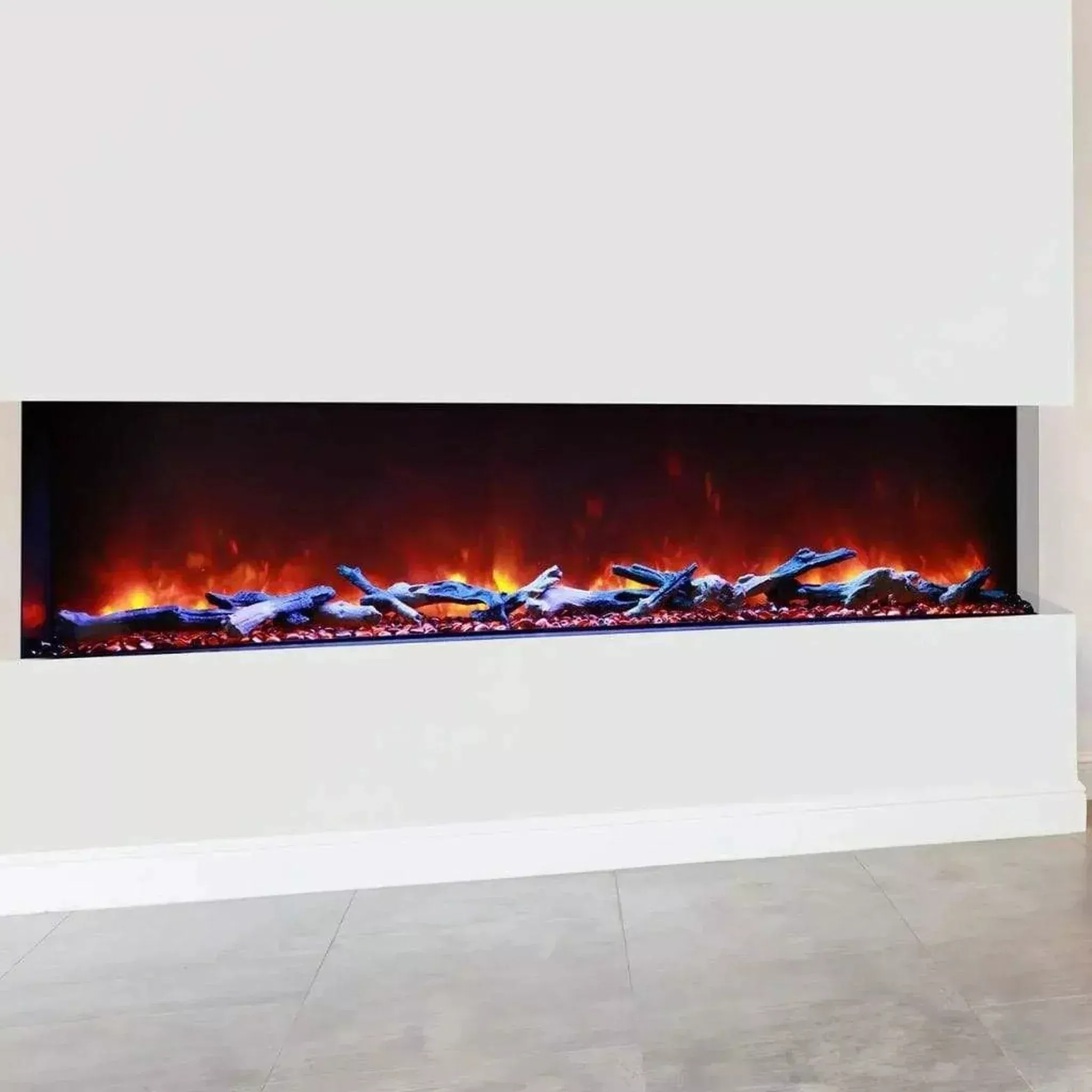 Amantii Tru-View XL Deep 72″ Three-Sided Built-In Electric Fireplace with Multi-Color Flame and Ambient Canopy Lighting