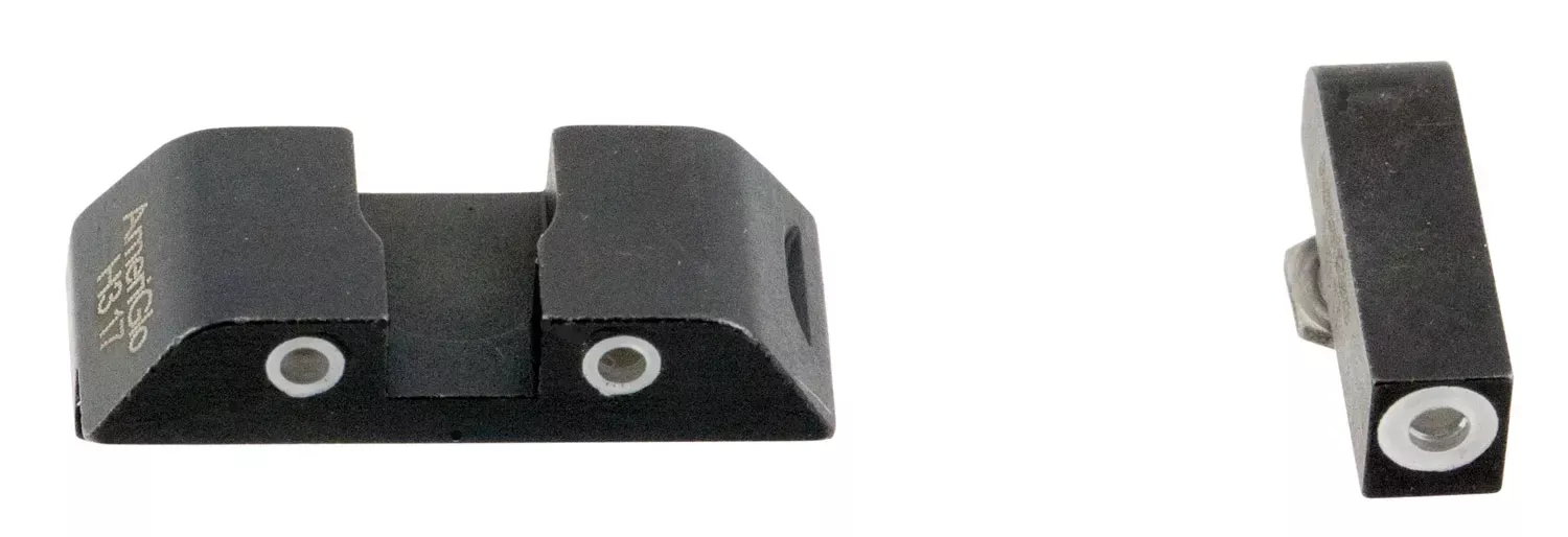 AmeriGlo Classic 3-Dot Night Sight Set Tritium Green with White Outline Front, Green with White Outline Rear Black Frame for Most Glock Gen1-4