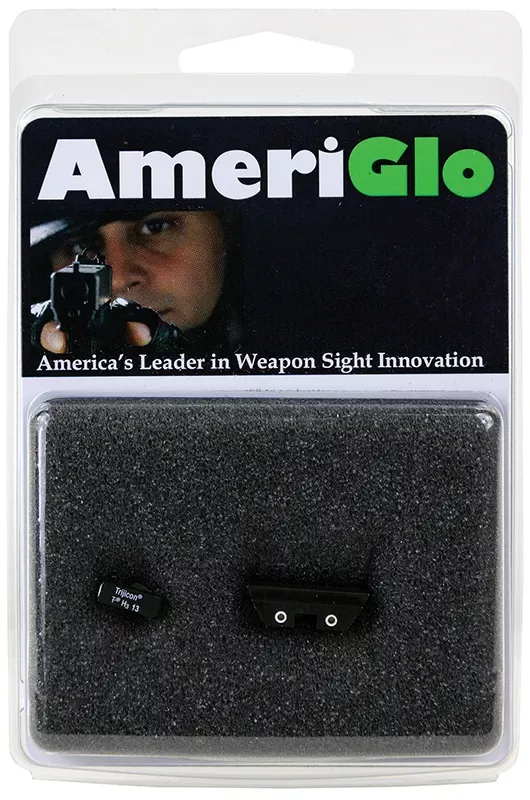 AmeriGlo Classic 3-Dot Night Sight Set Tritium Green with White Outline Front, Yellow with White Outline Rear Black Frame for Glock 20,21,29,30,31,32,36,40,41Gen1-5