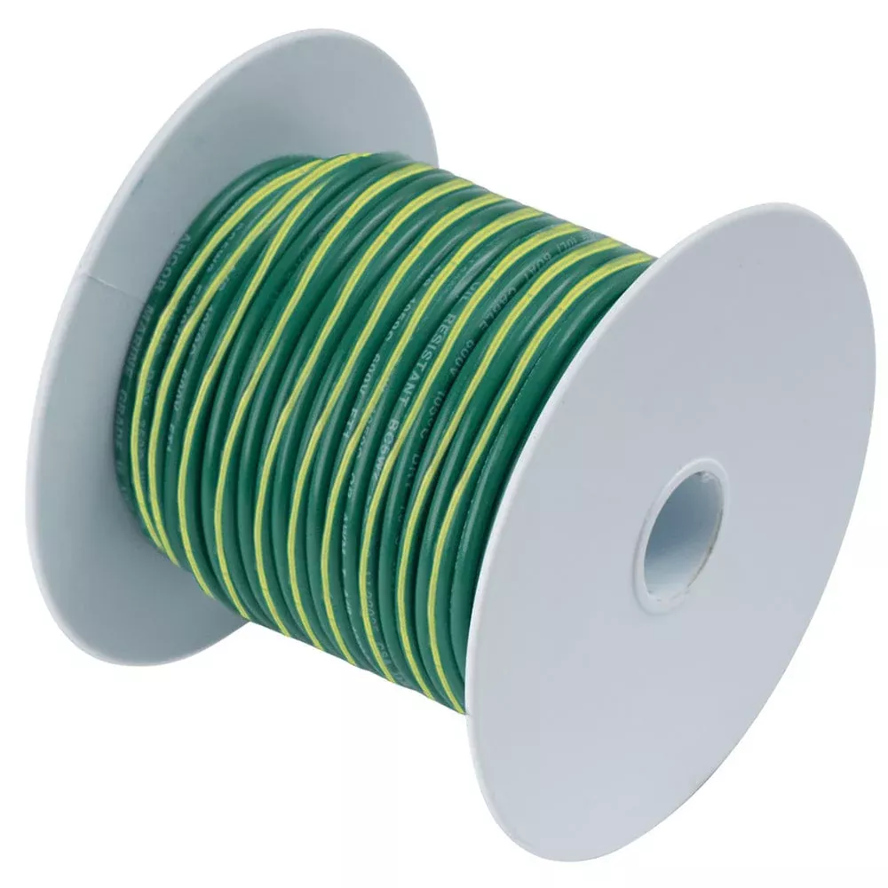 Ancor Green w/Yellow Stripe 10 AWG Tinned Copper Wire – 500′