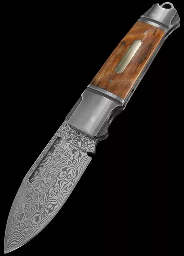 Andre de Villiers Impi Damast Bone Folding Knife