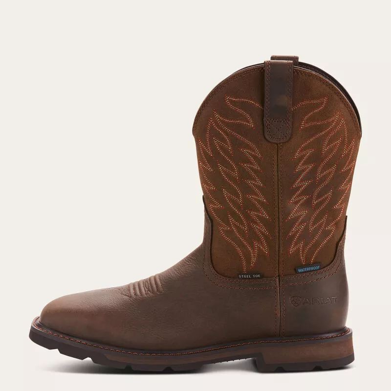 Ariat Men’s Groundbreaker Waterproof Steel Toe Work Boot – Dark Brown #10024992