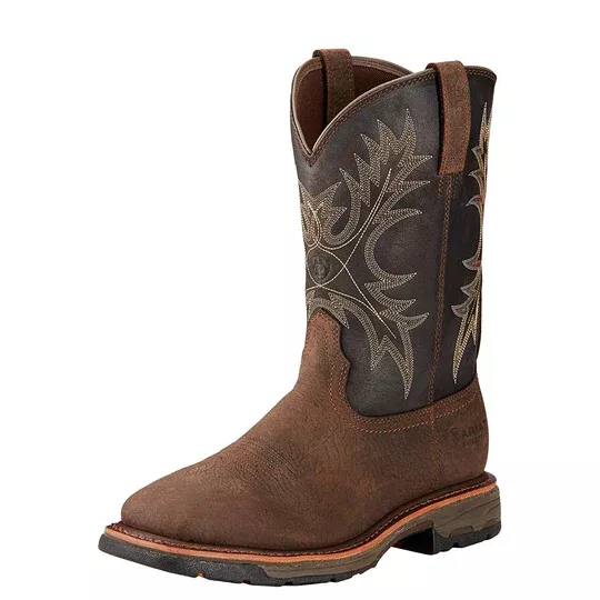 Ariat Men’s Workhog Wide Square Toe Waterproof Work Boot – Bruin Brown #10017436