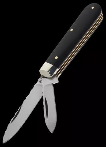 Arthur Wright Two Blade Ebony Scalloped Edge Folding Knife