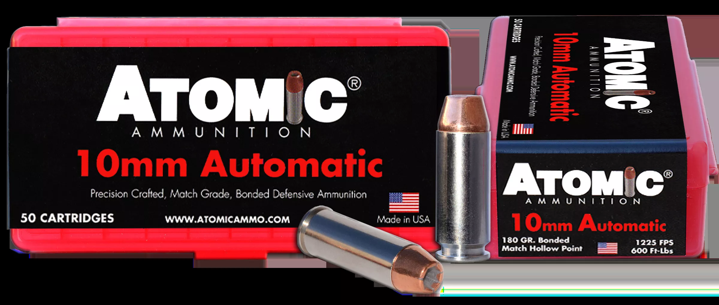 Atomic Pistol 10mm Auto 180 Gr. Bonded Match Hollow Point 50/Box