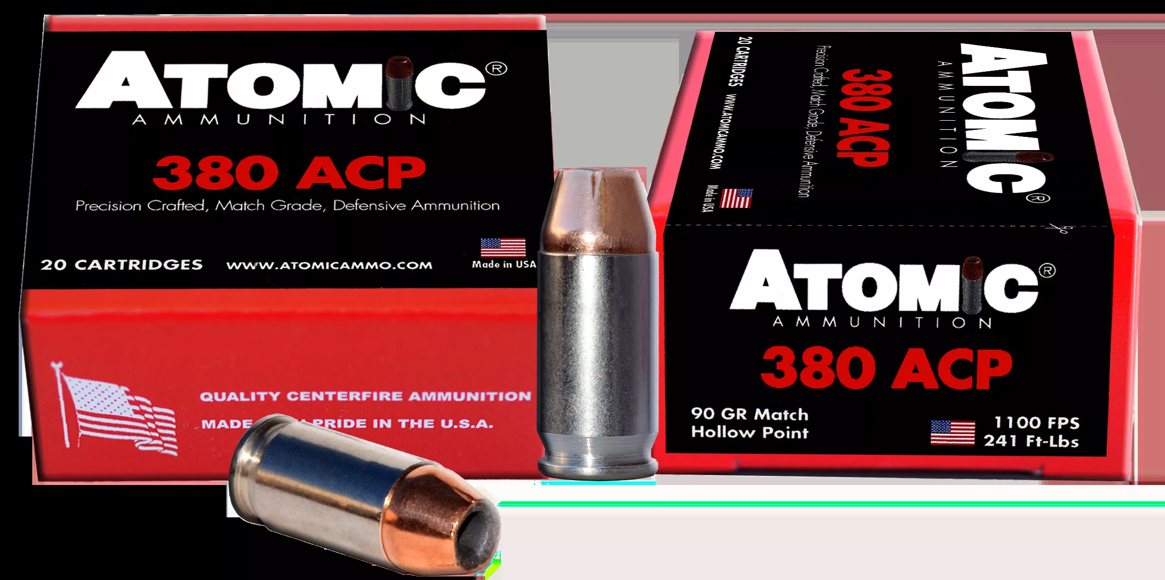 Atomic Pistol 380 ACP 90 Gr Hollow Point (HP) 20/Box