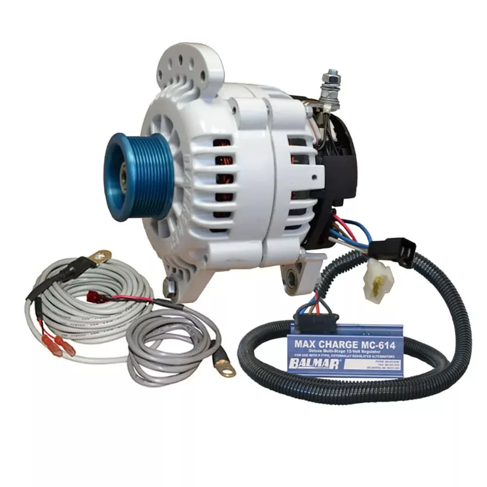 Balmar Alternator 100 AMP Kit 12V 3.15″ Dual Foot Saddle J10 Pulley Regulator & Temp Sensor – 60-YP-MC-100-J10
