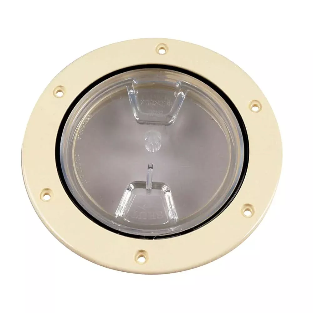 Beckson 4" Clear Center Screw-Out Deck Plate - Beige - DP40-N-C