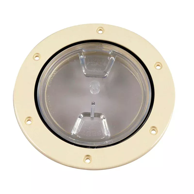 Beckson 4 Clear Center Screw-Out Deck Plate – Beige
