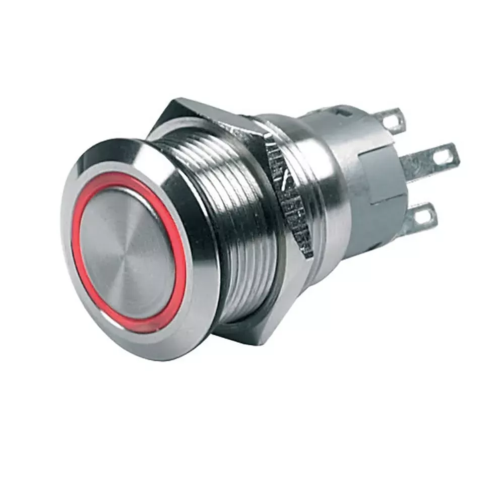 BEP Push-Button Switch 24V Momentary On/Off – Red LED [80-511-0006-00]
