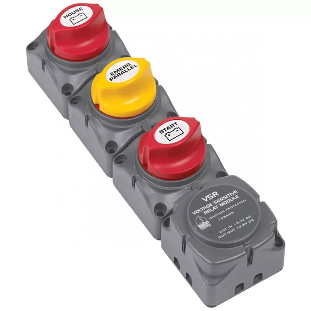 BEP Vertical Battery Switch Cluster w/DVSR – 1 Engine/2 Batteries [716-V-140A-DVSR]