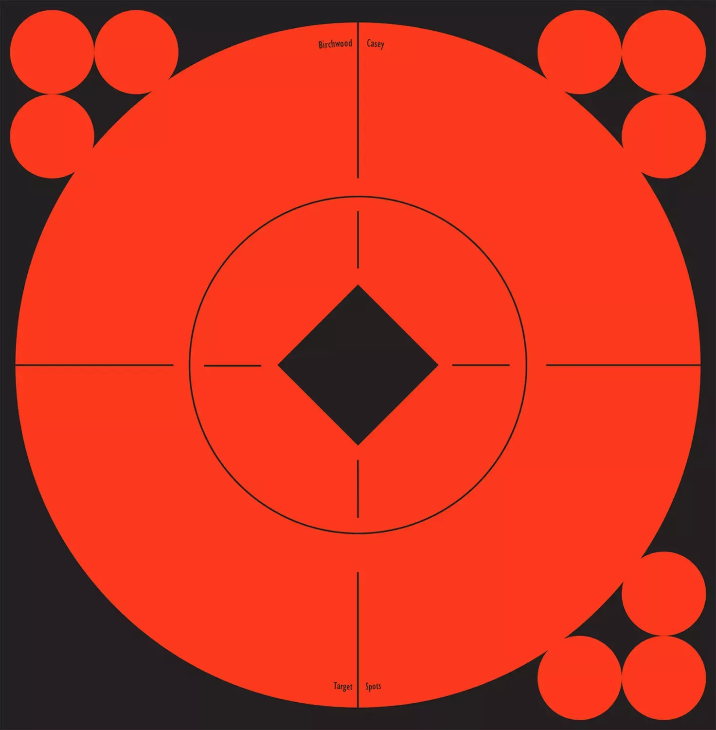 Birchwood Casey Target SpotsSelf-Adhesive Paper Black/Orange 6″ Bullseye Includes Pasters 10 Targets