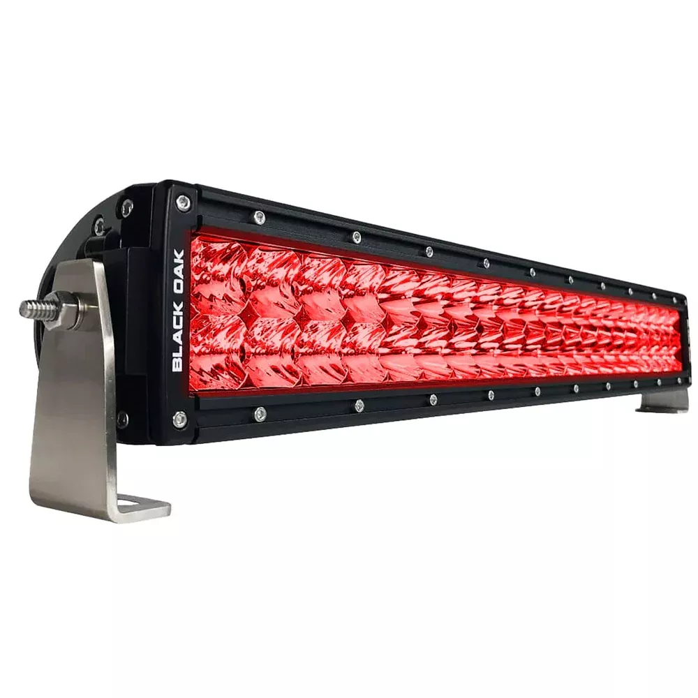 Black Oak 20″ Curved Double Row Red LED Predator Hunting Light Bar – Combo Optics – Black Housing – Pro Series 3.0 [20CR-D3OS]