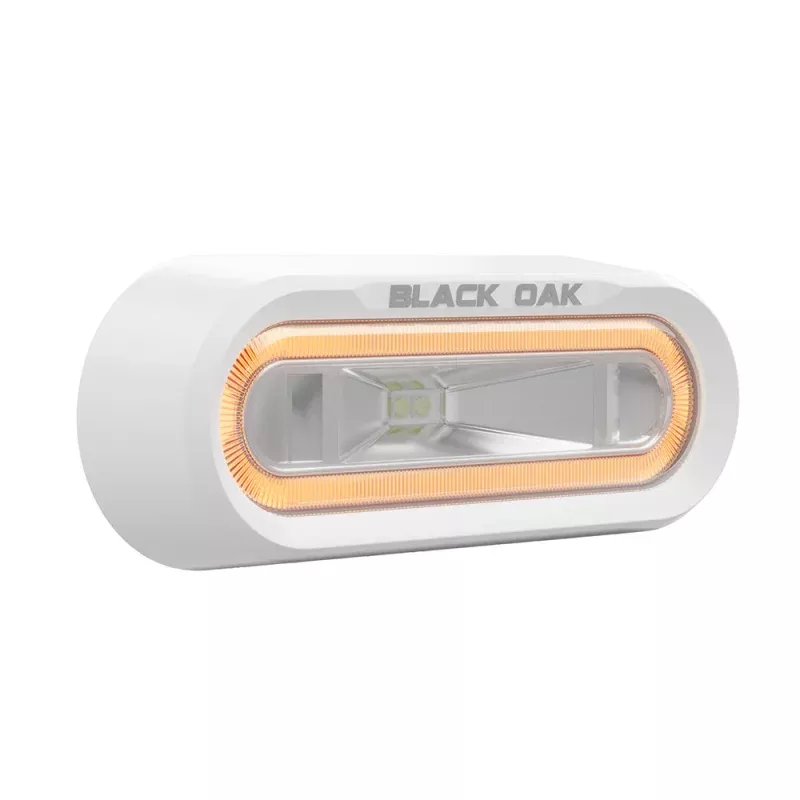 Black Oak Low Pro Off Road Spreader Light – Bracket Mount – White Housing – Amber LED