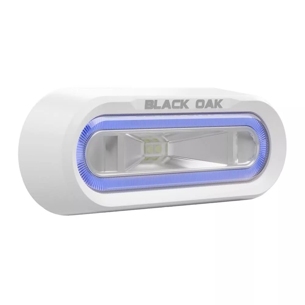 Black Oak Low Pro Off Road Spreader Light – Bracket Mount – White Housing – Blue LED
