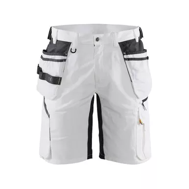 BLAKLADER 1637 White/Dark Grey Ripstop Shorts with Utility Pockets (163713301098)