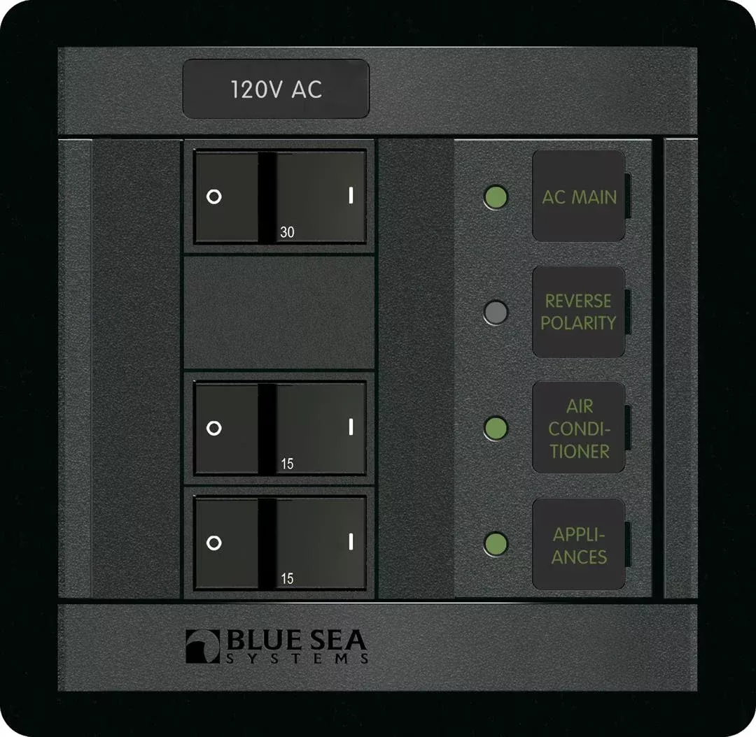 Blue Sea 360 AC Main Circuit Breaker Panel System, 120VAC, Main and 2 Positions• 1214-BSS