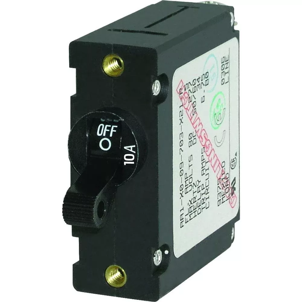Blue Sea 7204 AC / DC Single Pole Magnetic World Circuit Breaker – 10 Amp
