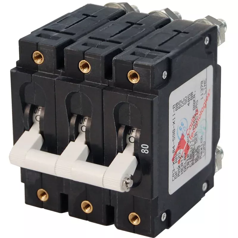Blue Sea 7289 C-Series Triple Pole Circuit Breaker – 80A