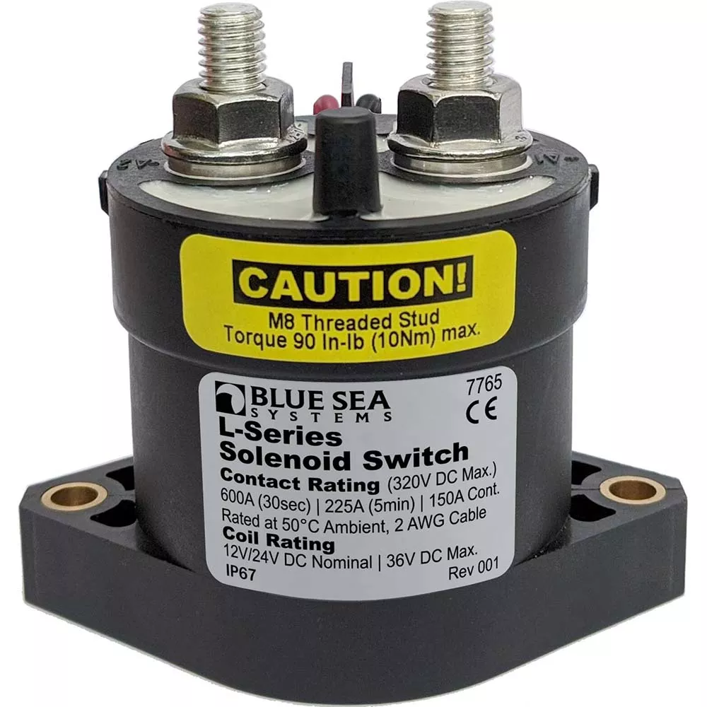 Blue Sea 7765 L-Series Solenoid Switch – 50A – 12/24V DC