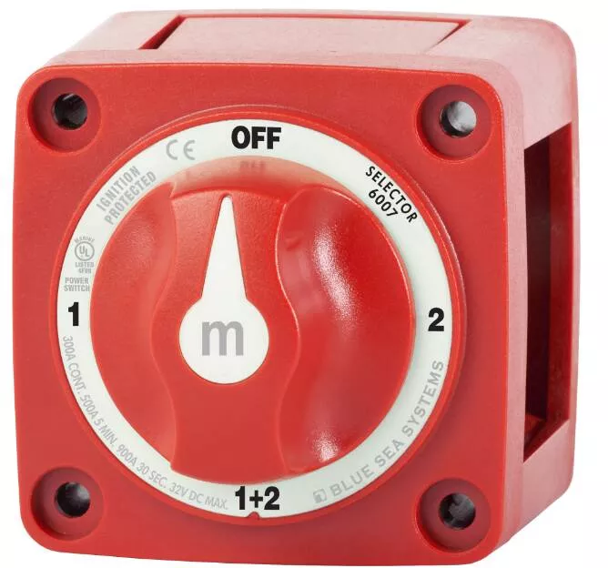 Blue Sea m-Series Mini Selector Battery Switch – Red• 6007-BSS