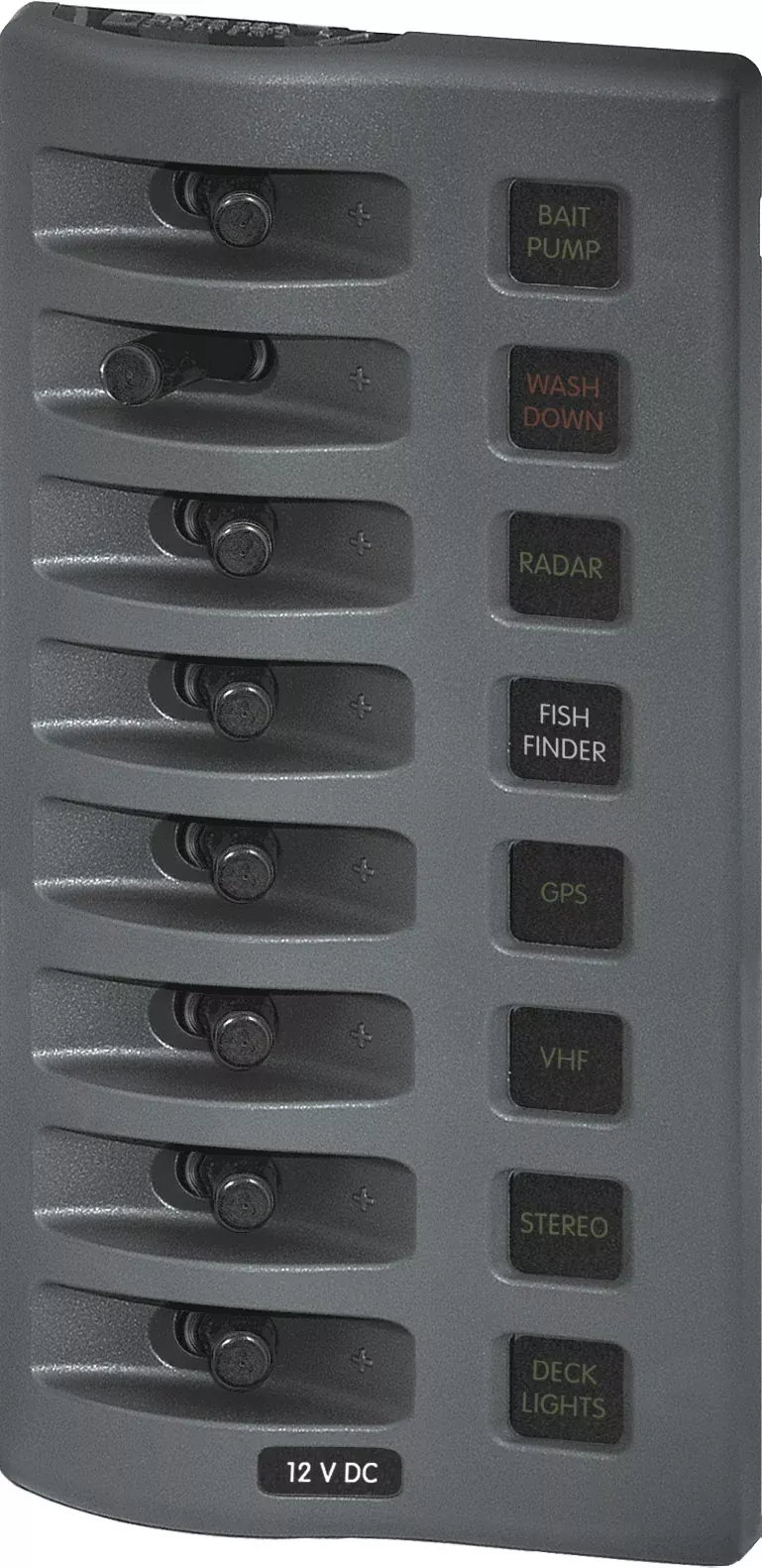 Blue Sea WeatherDeck 12V DC Waterproof Fuse Panel – Gray 8 Positions• 4308-BSS